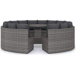 Salon De Jardin 9 Pcs Avec Coussins Résine Tressée Gris Vidaxl