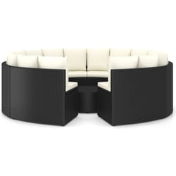 Inlife Salon De Jardin 9 Pcs Avec Coussins Résine Tressée Noir