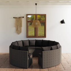 Salon De Jardin 8 Pcs - Mobilier De Jardin - Ensemble Repas De Jardin Avec Coussins Résine Tressée Gris Vidaxl
