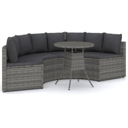 Salon De Jardin 5 Pcs Avec Coussins Résine Tressée Gris Vidaxl