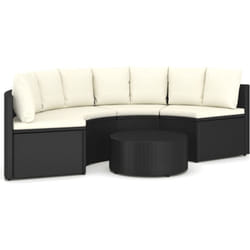 Salon De Jardin 5 Pcs Avec Coussins Résine Tressée Noir Vidaxl