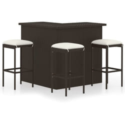 Vidaxl - Meuble de bar de jardin 4 pcs et coussins Résine tressée Marron