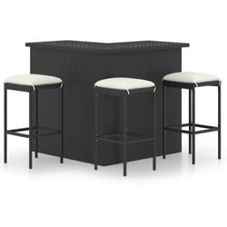 Vidaxl - Ensemble de bar de jardin 4 pcs et coussins Résine tressée Noir