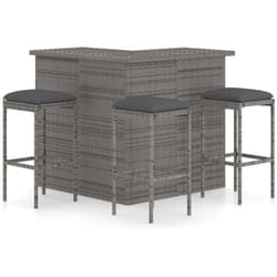 Vidaxl - Meuble de bar de jardin 4 pcs avec coussins Résine tressée Gris