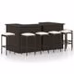 vidaXL Ensemble de bar de jardin 8 pcs coussins Résine tressée Marron - TU
