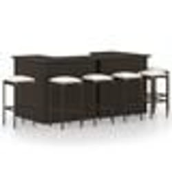 vidaXL Ensemble de bar de jardin 8 pcs coussins Résine tressée Marron - TU