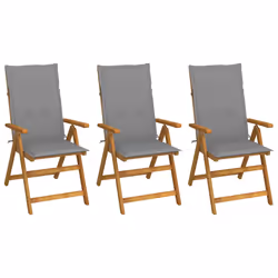 VidaXL 3065348, Terrace, Siège rembourré, Bois d'acacia, Gris, Polyester, 570 mm