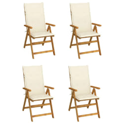 vidaXL Chaises inclinables de jardin lot de 4 et coussins Bois acacia - TU