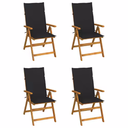 VidaXL 3065354, Terrace, Siège rembourré, Bois d'acacia, Noir, Polyester, 570 mm