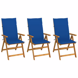 VidaXL 3065357, Terrace, Siège rembourré, Bois d'acacia, Bleu, Polyester, 570 mm