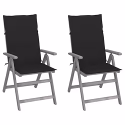 VidaXL 3065384, Terrace, Siège rembourré, Bois d'acacia, Noir, Polyester, 570 mm