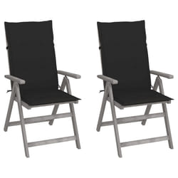 VidaXL 3065384 chaise d'extérieur Terrace Siège rembourré Bois d'acacia Noir