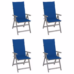 VidaXL 3065387, Terrace, Siège rembourré, Bois d'acacia, Bleu, Polyester, 570 mm
