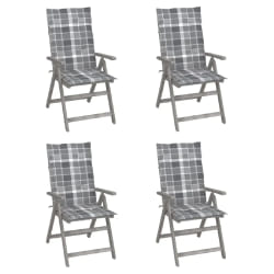 vidaXL Chaises inclinables de jardin lot de 4 et coussins Bois acacia - TU