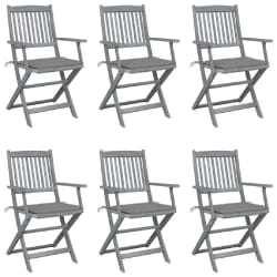vidaXL Chaises pliables d'extérieur lot de 6 et coussins Bois d'acacia - TU