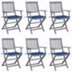 vidaXL Chaises pliables d'extérieur lot de 6 et coussins Bois d'acacia - TU