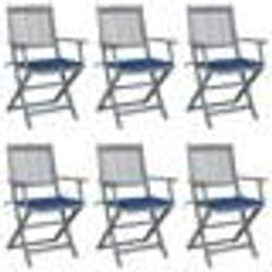 vidaXL Chaises pliables d'extérieur lot de 6 et coussins Bois d'acacia - TU