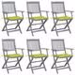 vidaXL Chaises pliables d'extérieur lot de 6 et coussins Bois d'acacia - TU