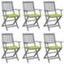 vidaXL Chaises pliables d'extérieur lot de 6 et coussins Bois d'acacia - TU