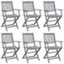 vidaXL Chaises pliables d'extérieur lot de 6 et coussins Bois d'acacia - TU