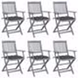 vidaXL Chaises pliables d'extérieur lot de 6 et coussins Bois d'acacia - TU