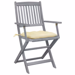 VidaXL 3065424 chaise d'extérieur Terrace Siège rembourré Bois d'acacia Crème, Blanc - Vue supplémentaire 3