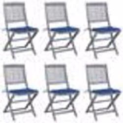 vidaXL Chaises pliables d'extérieur lot de 6 et coussins Bois d'acacia - TU
