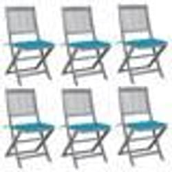 vidaXL Chaises pliables d'extérieur lot de 6 et coussins Bois d'acacia - TU