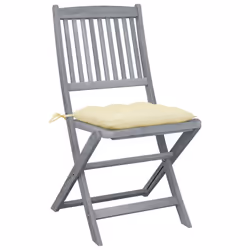 VidaXL 3065451 chaise d'extérieur Terrace Siège rembourré Bois d'acacia Crème, Blanc - Vue supplémentaire 2