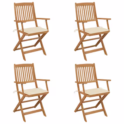 VidaXL 3065463, Terrace, Siège rembourré, Bois d'acacia, Crème, Polyester, 540 mm