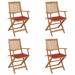 VidaXL 3065467, Terrace, Siège rembourré, Bois d'acacia, Rouge, Polyester, 540 mm