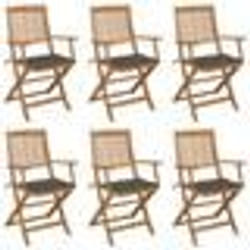 vidaXL Chaises pliables de jardin lot de 6 avec coussins Bois d'acacia - TU