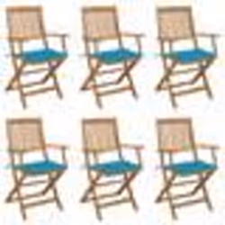 vidaXL Chaises pliables de jardin lot de 6 avec coussins Bois d'acacia - TU