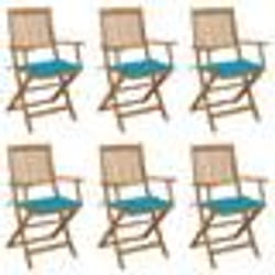 vidaXL Chaises pliables de jardin lot de 6 avec coussins Bois d'acacia - TU