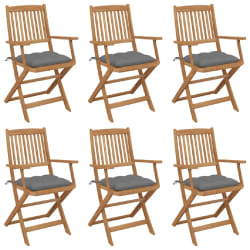 vidaXL Chaises pliables de jardin lot de 6 avec coussins Bois d'acacia - TU