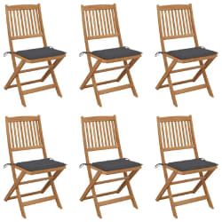 vidaXL Chaises pliables de jardin lot de 6 avec coussins Bois d'acacia - TU