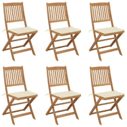 vidaXL Chaises pliables de jardin lot de 6 avec coussins Bois d'acacia - TU