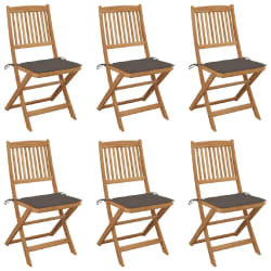 vidaXL Chaises pliables de jardin lot de 6 avec coussins Bois d'acacia - TU