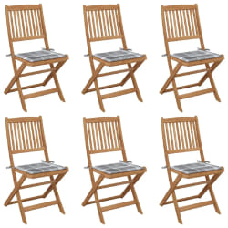 vidaXL Chaises pliables de jardin lot de 6 avec coussins Bois d'acacia - TU