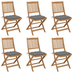 vidaXL Chaises pliables de jardin lot de 6 avec coussins Bois d'acacia - TU