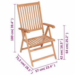 VidaXL 3065526 chaise d'extérieur Terrace Teck - Vue supplémentaire 8