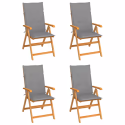 VidaXL 3065531, Terrace, Siège rembourré, Teck, Gris, Polyester, 570 mm