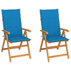 VidaXL 3065534, Terrace, Siège rembourré, Teck, Bleu, Polyester, 570 mm