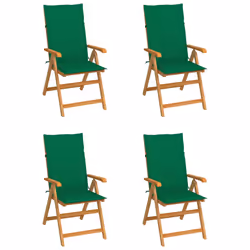 VidaXL 3065535, Terrace, Siège rembourré, Teck, Vert, Polyester, 570 mm