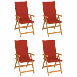 VidaXL 3065536, Terrace, Siège rembourré, Teck, Rouge, Polyester, 570 mm