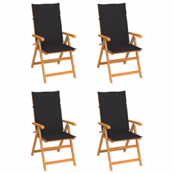 VidaXL 3065537, Terrace, Siège rembourré, Teck, Noir, Polyester, 570 mm