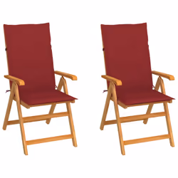 VidaXL 3065539, Terrace, Siège rembourré, Teck, Rouge, Polyester, 570 mm