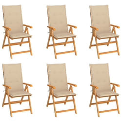 VidaXL 3065563 chaise d'extérieur Terrace Siège rembourré Teck Beige