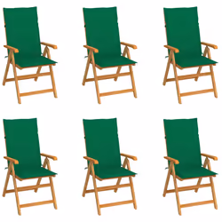 VidaXL 3065565, Terrace, Siège rembourré, Teck, Vert, Polyester, 570 mm