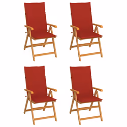 VidaXL 3065566, Terrace, Siège rembourré, Teck, Rouge, Polyester, 570 mm
